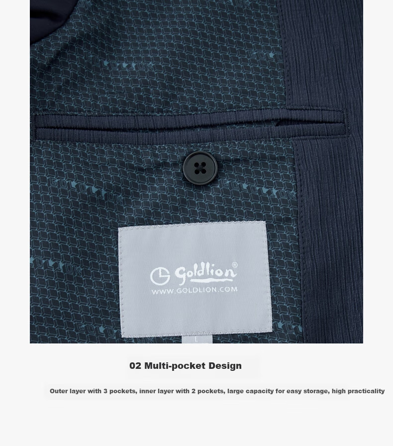 Goldlion [Light And Breathable] Men's Slim Fit Single-Breasted Business Casual Blazer, Gray-Blue -85M1 56A 8