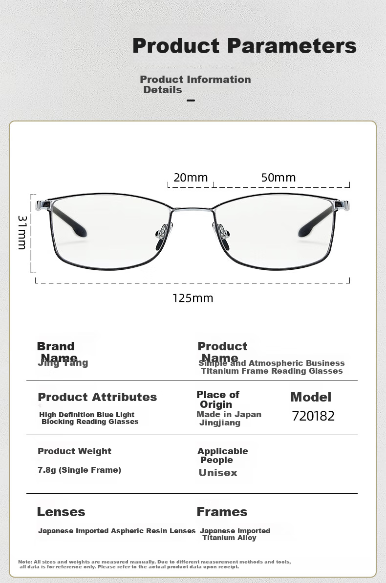 Jingpintang Japanese Imported Reading Glasses for Men, Anti-Blue Light High Definition Memory Titanium Reading Glasses, Sold by JD Authentic Product 300 Degrees 4