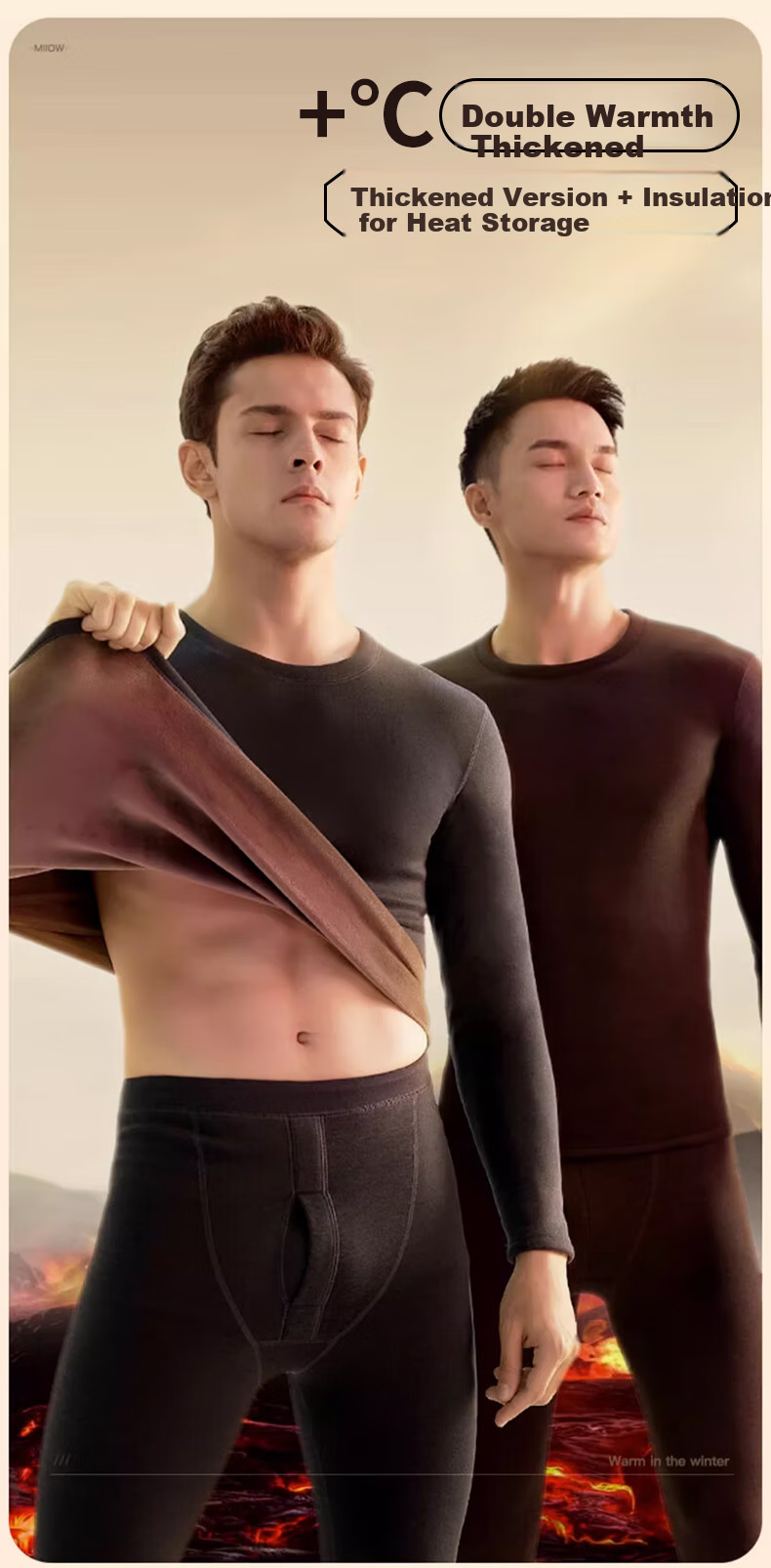 LangSha Thermal Underwear for Men, New Autumn And Winter 2026 Collection, Warm Fleece-Lined Thickened 7A Antibacterial German Fleece Heating Autumn Top And Pants for Me 2