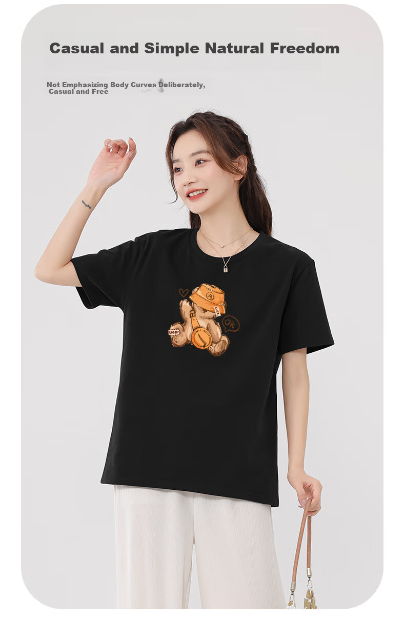 Warrior Pure Cotton Short-Sleeve T-Shirt for Women, 2026 New Style, Comfortable Trendy Ins-Inspired Thin Skin-Friendly Casual Loose Top 3