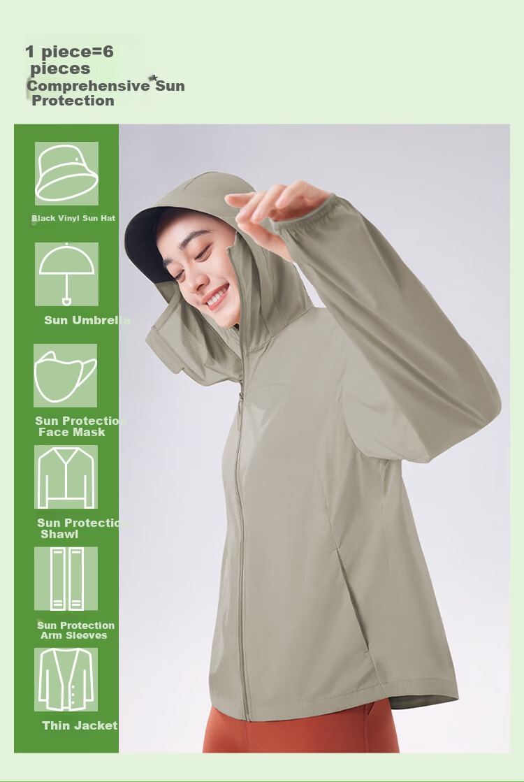 Beneunder Women's Lightweight Water-Repellent Portable Breathable UV Protection Sunscreen Jacket TS402 Cream White L 25