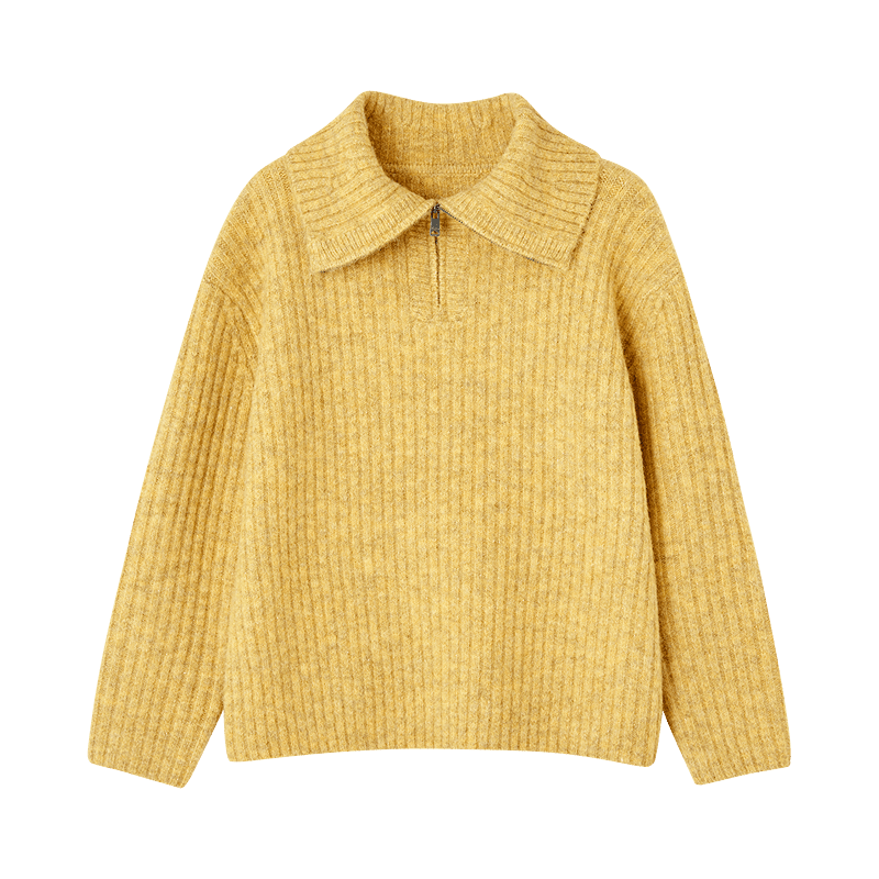 Demana "Warm Secret" Winter Simple Half-Zip Stand Collar Loose Wool Blend Knit Sweater for Women