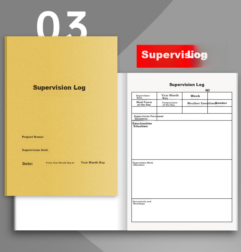 DiLe Premium Series 16K Construction Log Customized Unit Project Diary, Supervision Safety Construction Record Book, Single Volume with 38 Pages, 4342 Construction Log 5