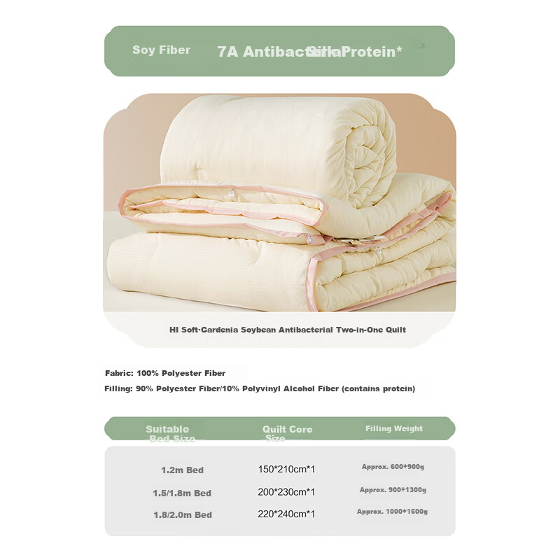 Bailisi Comforter, All-Season Use, Soybean Fiber Duvet, Two-In Hi Xiao Rou Series, 1.5x2.1 Meters, Approximately 5.6 Ji