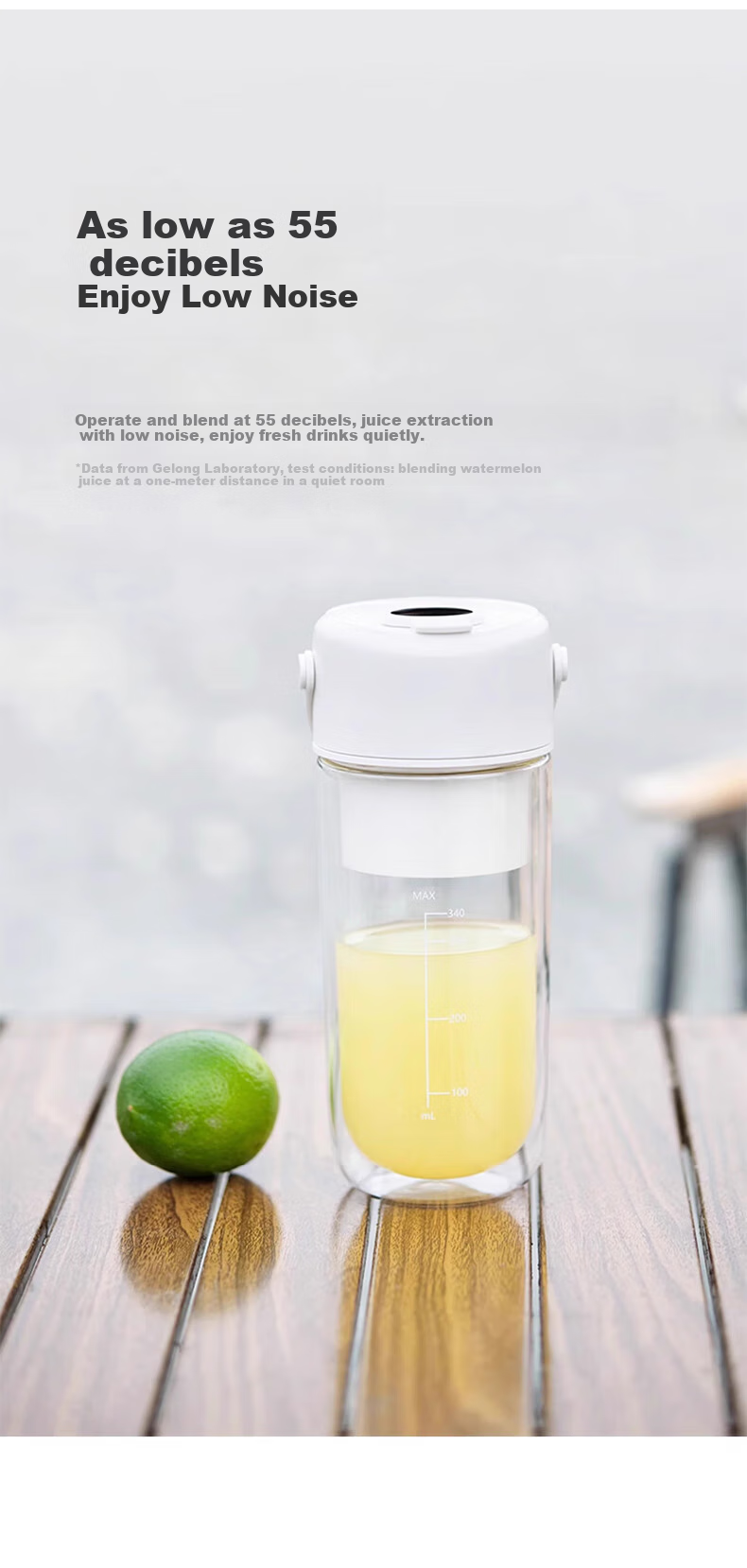 GLASSLOCK Juicer Cup [Double-Layer Hollow Insulation] Fruit And Vegetable Blender Juice Cup Baby Food Processor Small Portable Electric Rechargeable Multifunctional 26-Blade Ice Crusher Blade 15