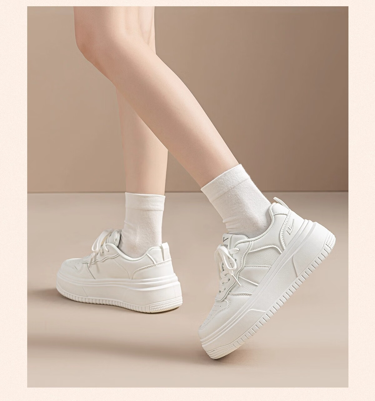 Warrior Women's Shoes, White Sneakers, Skateboard Shoes, New Spring 2026 Leather Dad Shoes, Thick-Soled Heightening Versatile Casual Sports Shoes 14