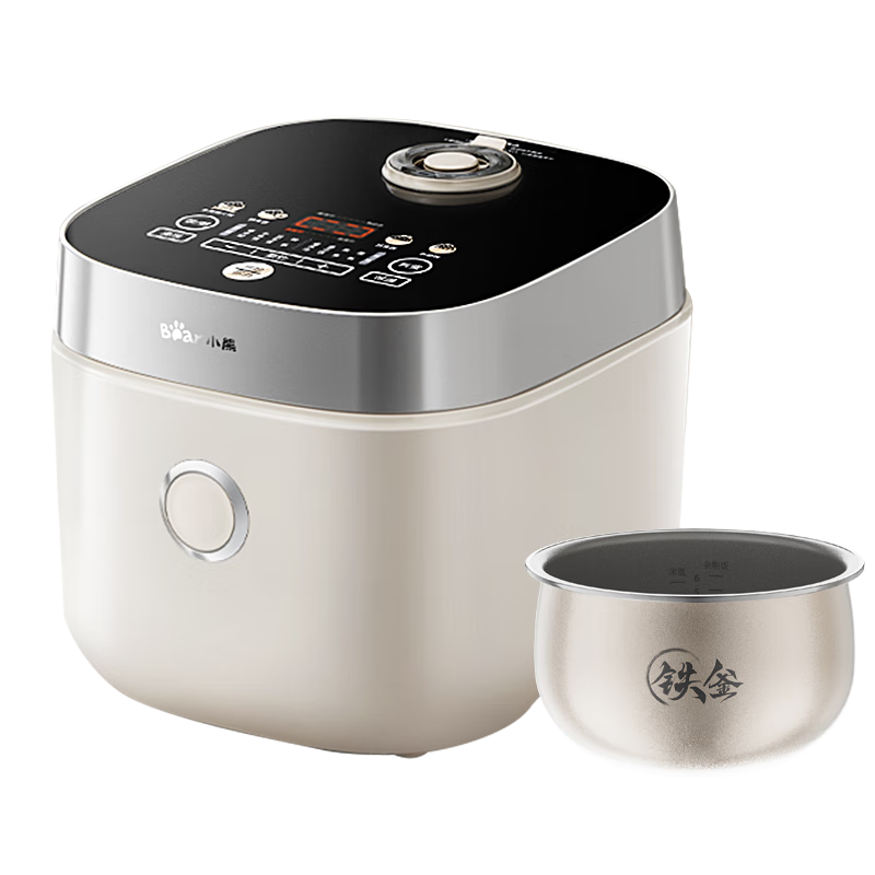 Bear Rice Cooker for 2-3 People, Zero Fluorine Healthy Iron Pot Non-Stick, Micro-Pressure 3D Heating Fast Cooking Multi-Functional Rice Cooker 3L DFB-D30T1