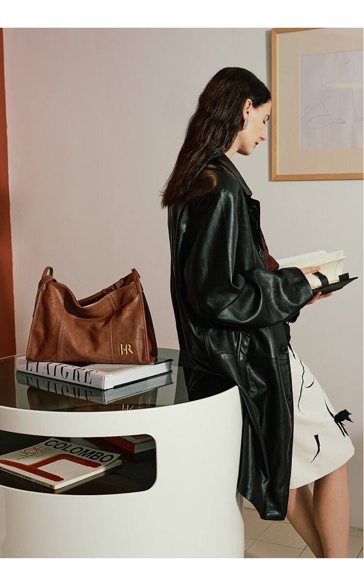HR Handbag, Women's Large Capacity Shoulder Crossbody Bag, HOBO Bag, Vegetable Tanned Cowhide Tote Bag, Birthday Gift 4