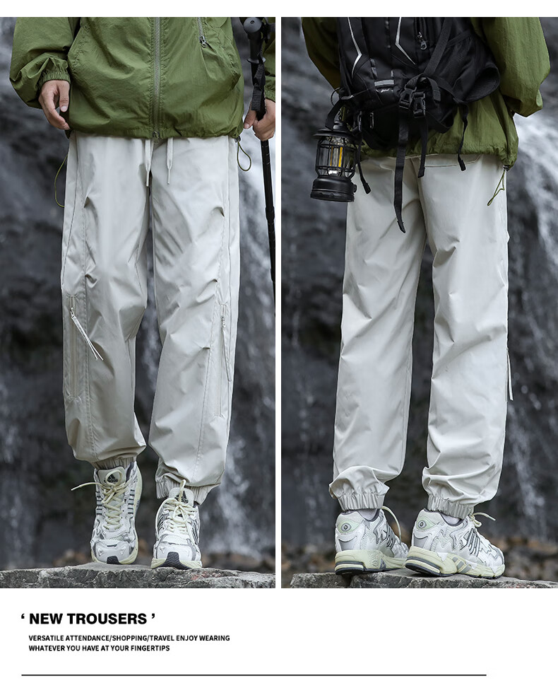 JEEP SPIRIT Men's Casual Pants Autumn Winter Fleece Lined Waterproof Windproof Outdoor Trousers Military Green Fleece Lined 4XL 13