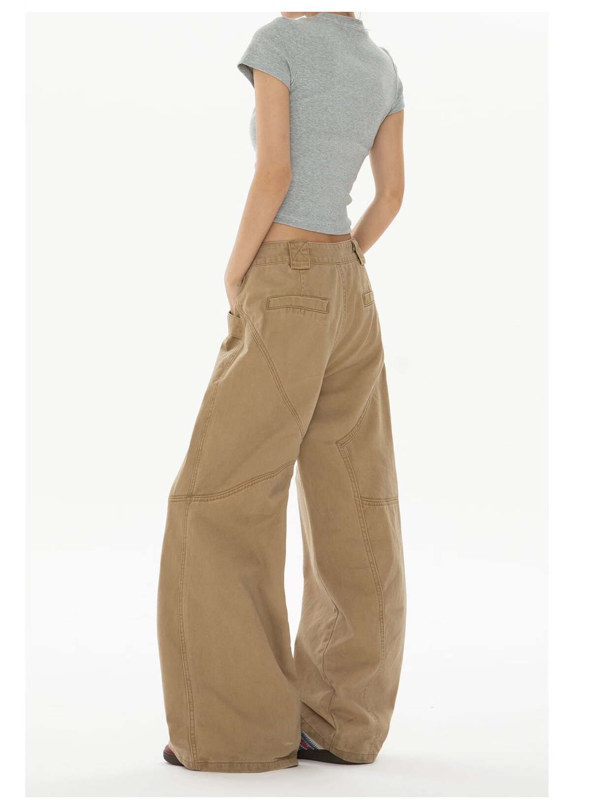 ICH MODE American Style Curved Blade Pants Women 2025 Autumn Winter Four Seasons Loose Straight Casual Wide-Leg Cargo Pants Banana Pants White L 7