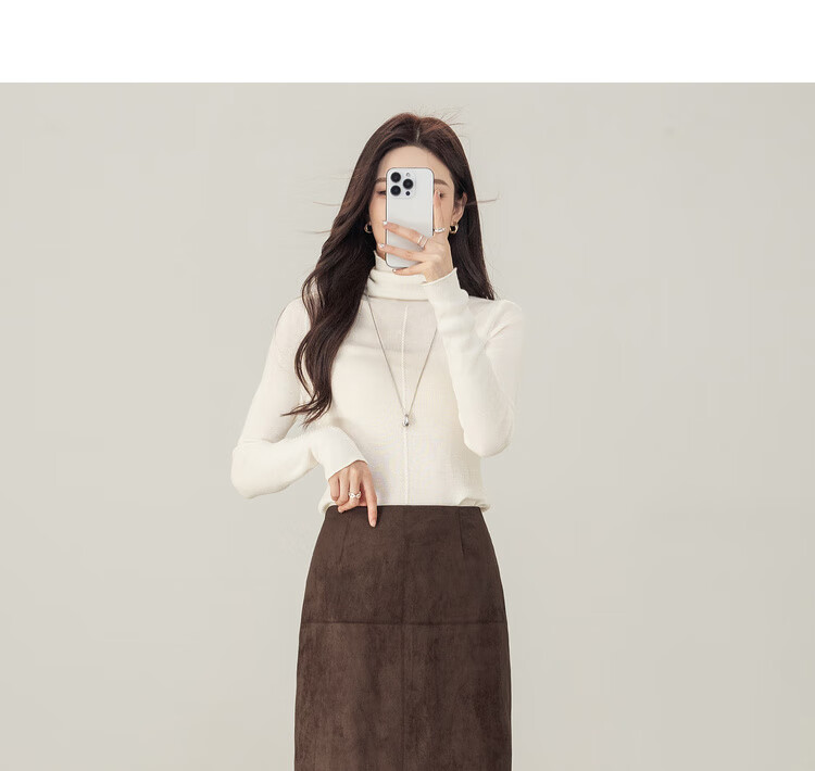 Sentubila Petite Velvet Midi Skirt for Women Autumn Elegant Split Straight Slim Fit Age-Reducing Skirt 1