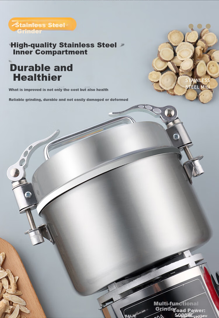 Baijie Chinese Herbal Medicine Grinder for Home Use, Powder Grinding Machine, Ultra-Fine Grinder, Commercial Crusher for Grains And Cereals, Model 4500A 4
