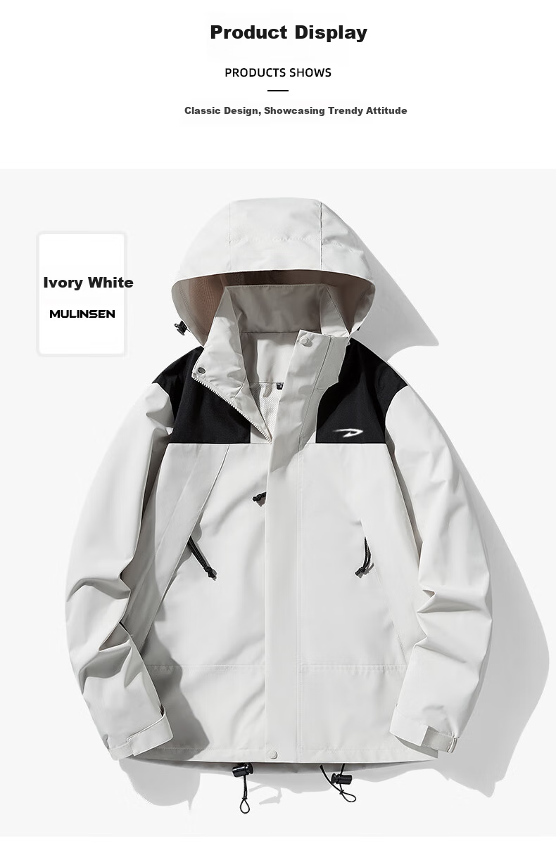 DEERWAY Windbreaker Jacket for Men, Spring And Autumn Hooded Trendy Casual Sports Couple Style Hiking Coat, Black, Size S 7