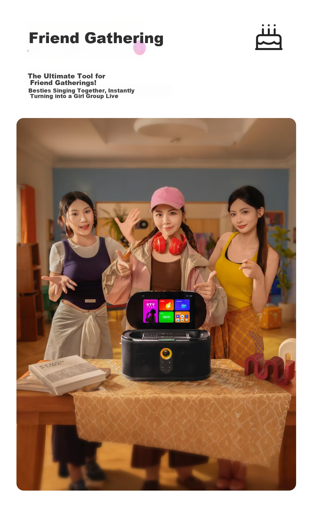 Aichang (AISON) K50K Karaoke Machine, Three-Year Membership Version, Home KTV Microphone All-In Outdoor Picnic Camping Song Selection Machine Musical Instrument Speaker Gift 11