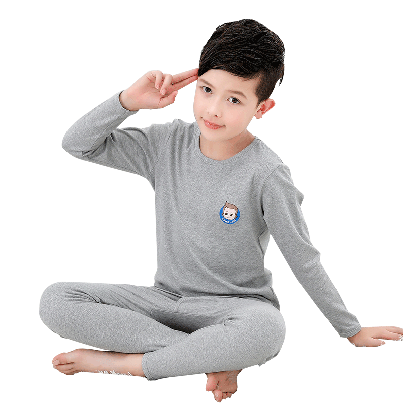 Hengyuanxiang Children's Pure Cotton Underwear Set, Boys' Student Thin Warm Autumn Underwear And Pants, All-Cotton Underwear Pajama Set