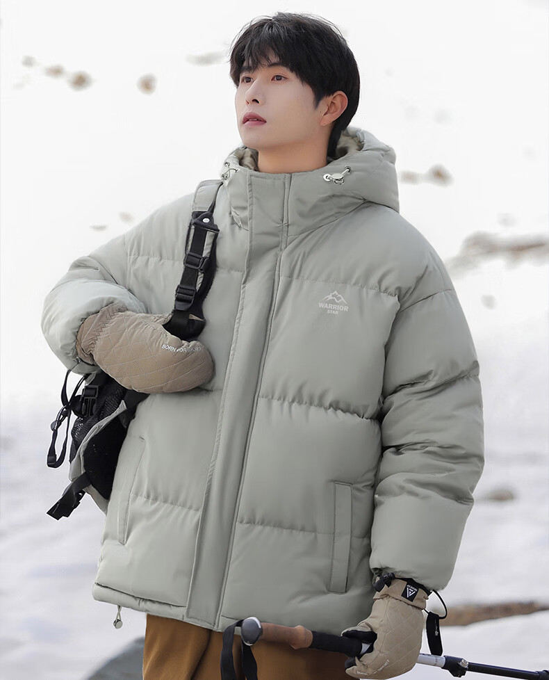 Warrior Men's Winter Hooded Thickened Cotton Jacket Cold-Resistant Warm Cotton Coat Versatile Puffer Jacket 6189 4