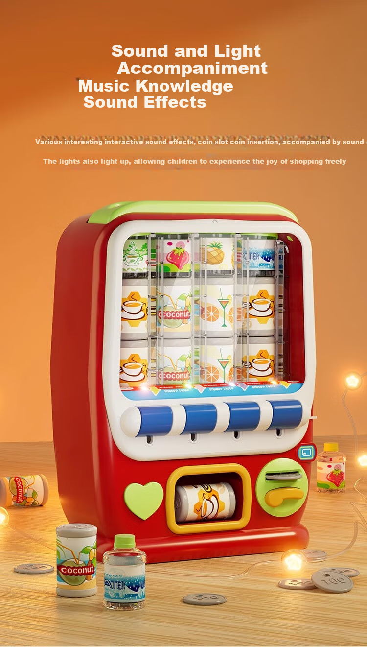 Mabaozibao Beverage Vending Machine Toy, Automatic Coin-Operated, Educational for Children And Girls Aged 3-6, Pretend Play, Birthday Gift for Boys 6