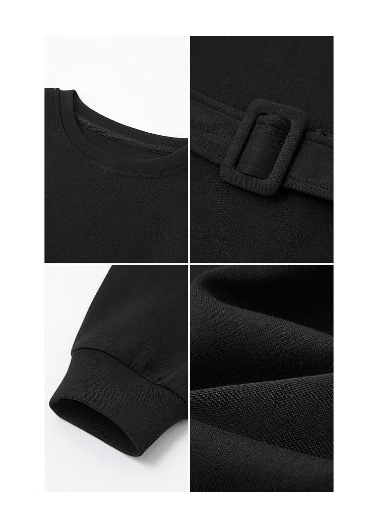 MT Soft Touch Cloud Cotton Autumn Stylish Belted Round Neck Loose Comfortable Mid-Length Sweatshirt for Women 10