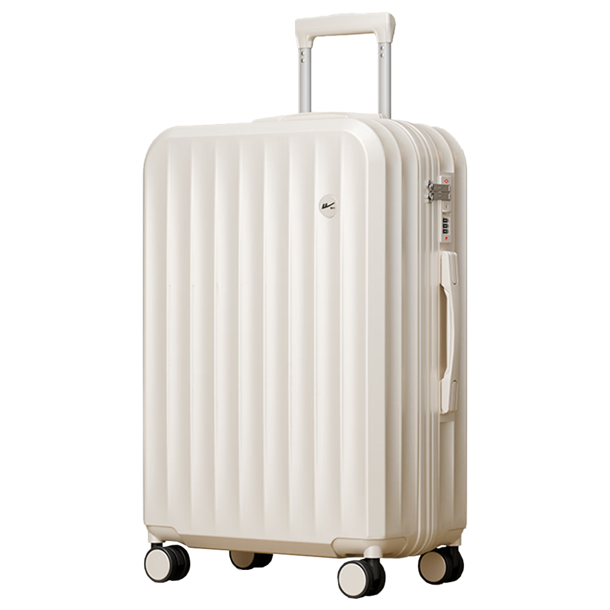 Huili Luggage, Carry-On Suitcase for Women And Men, Leather Suitcase, Small Password Lock Travel Case with Cup Holder, 20-Inch, White