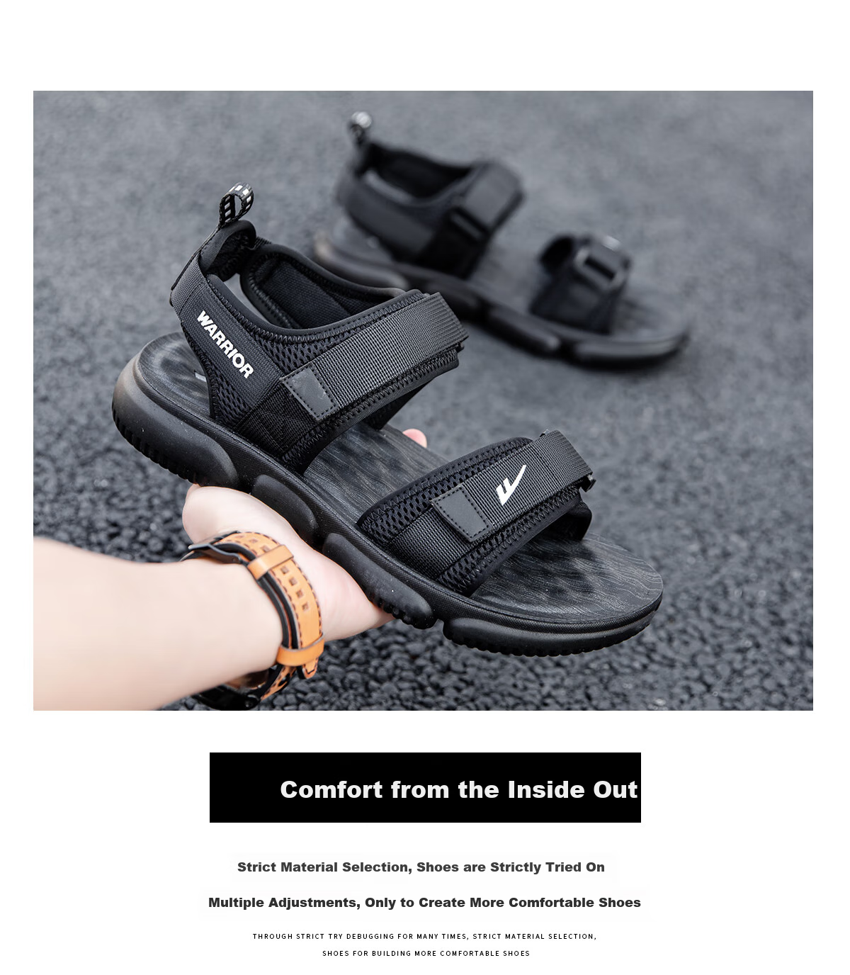 Huili Men's Shoes, Summer Outdoor Sandals, Casual Comfortable Soft-Soled Slippers, Versatile Men's Beach Shoes, 0496 Black, Size 40 7