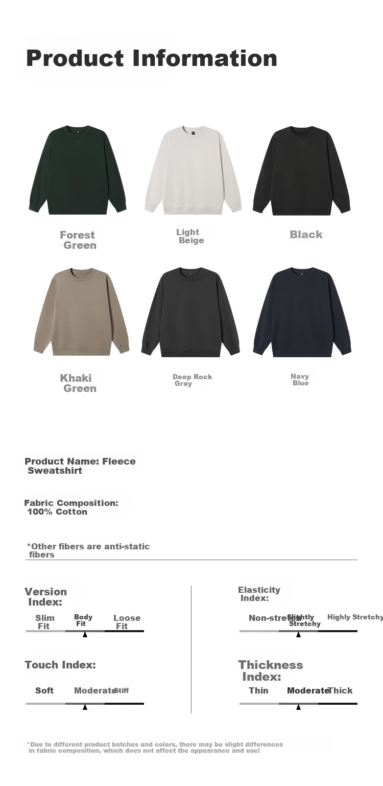JD Original Pure Cotton Sweatshirt for Men, New Spring And Autumn Style 2026, Men's Outerwear Clothing, Base Layer T-Shirt, Black, 2XL 13