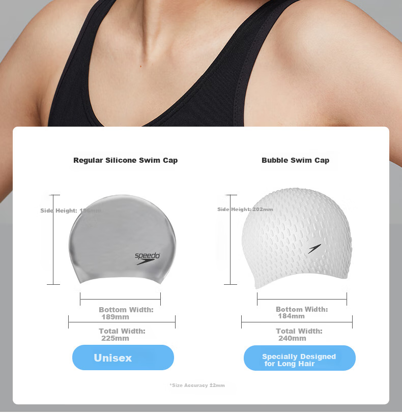 Speedo Bubble Swim Cap, Low Temperature Warmth Comfortable Non-Binding Waterproof Hair Protection Silicone Swim Cap, Blue 2