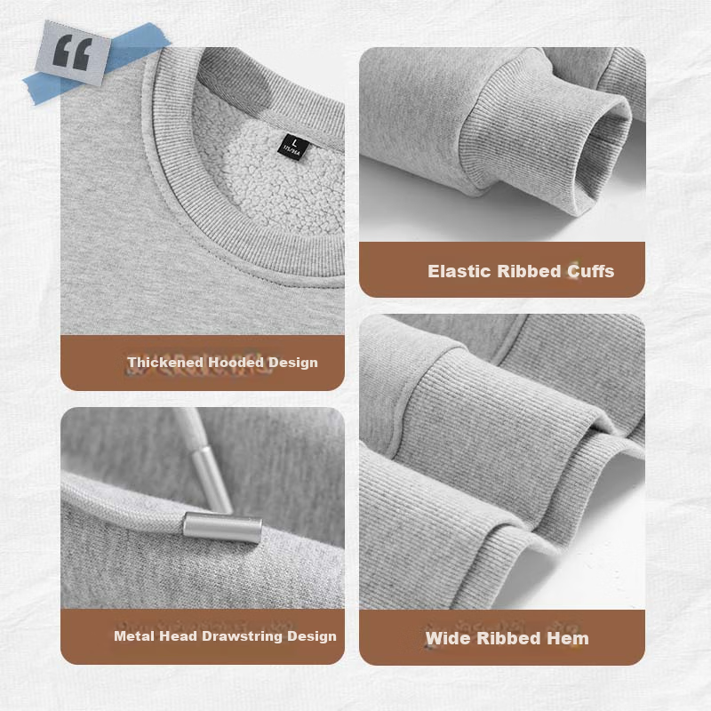 JEANSWEST LIFE Men's Sweatshirt, Winter Fleece-Lined Thickened National Trend Inner Layer Top, Round Neck Heavyweight Cashmere Warm Coat
