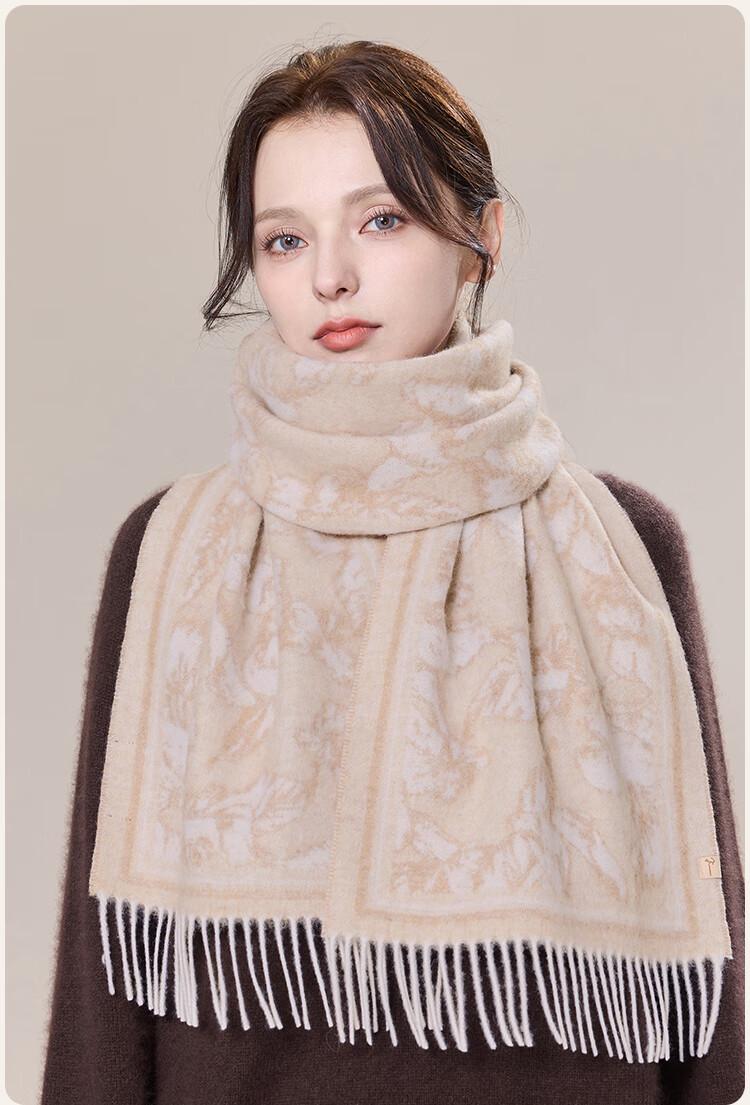 JIUMU Women's Sheep Wool Scarf Autumn Winter Warm Shawl Gift Box for Mother's Day Birthday 13