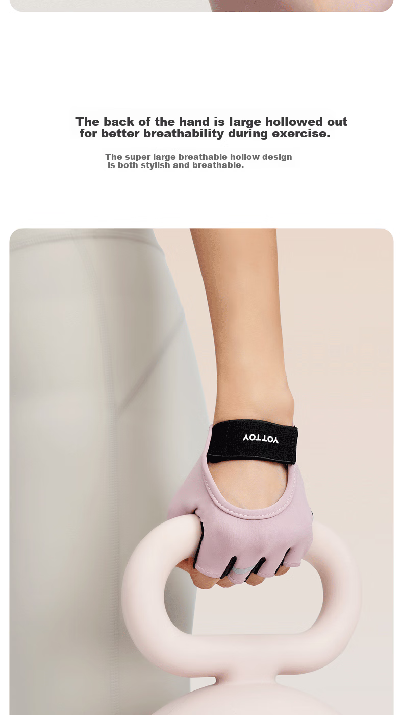 Yottoy Fitness Gloves for Men And Women, Sports Cycling Half-Finger Non-Slip Anti-Callus Pull-Up Equipment Training Gloves, Rosewood Pink M 6