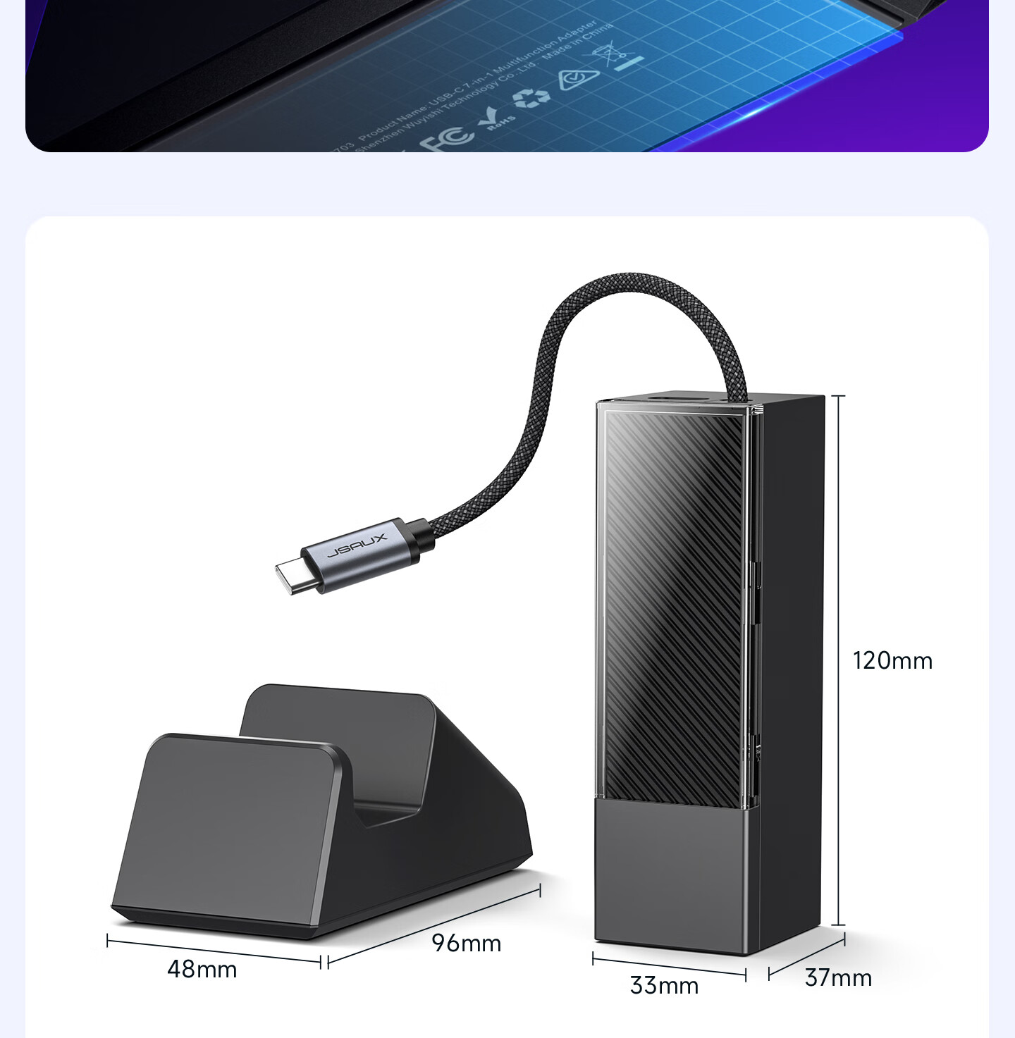 JSAUX Ji Suo Compatible with Steam Deck/OLED/ROG Expansion Dock, Xbox All-In Gaming Console Expansion Dock, Legion Go Accessories, Type-C Base, USB Hub, Official 4K Screen Casting 21