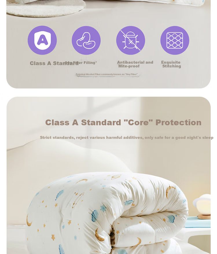 Luolaikids Quilt, Infant Class A Antibacterial Soybean Thickened Warm Winter Comforter, Kindergarten Blanket 150*215 2