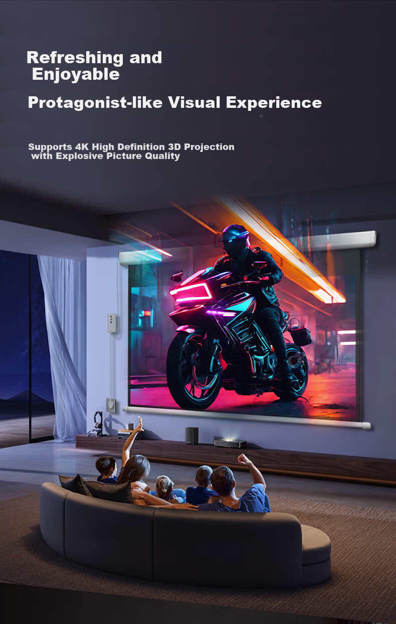 Lenovo Small Square Box White Shell Floating Cable-Drawn Photon Projection Screen, 100-Inch Smart Electric Screen for Home And Professional Office Use, with Three-Color Laser Projector Scree 5