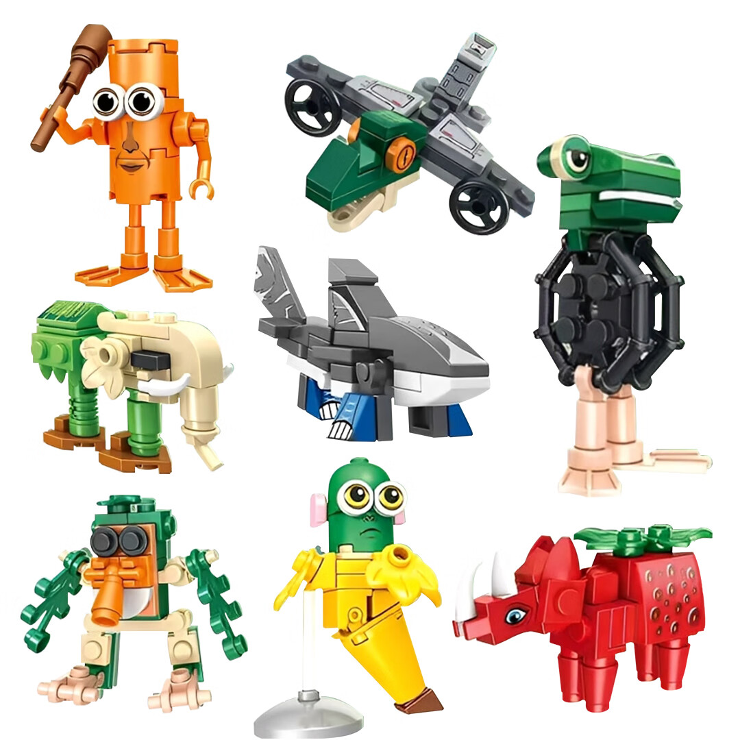 Bailishuang Shanhaijing Wooden Stick People, Alien Beast Battle Building Blocks, Blind Box Set of 8, Educational Toys, Desktop Decorations