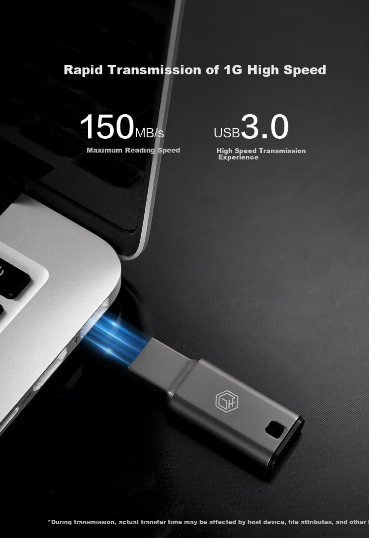 JD Original USB3.2 Dual-Head High-Speed Flash Drive, 128GB, Read Speed up to 150MB/s, Compact Portable Metal USB Stick 3