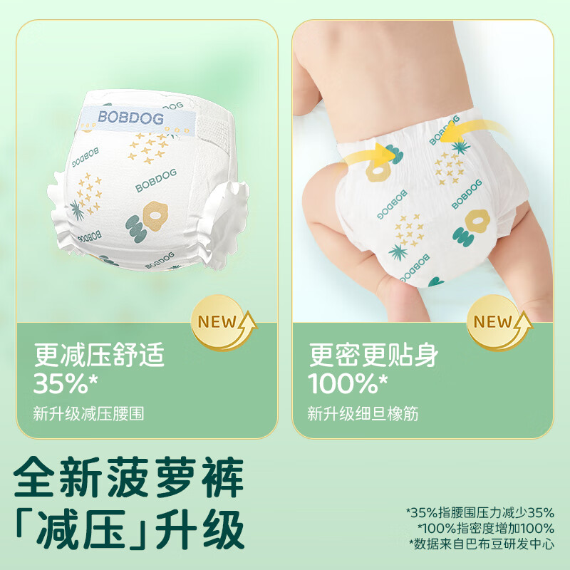 BOBDOG Pineapple Pants Diapers Size S 44pcs (3-4.5KG) Baby Diapers [Brand Direct Supply, Trusted Quality]