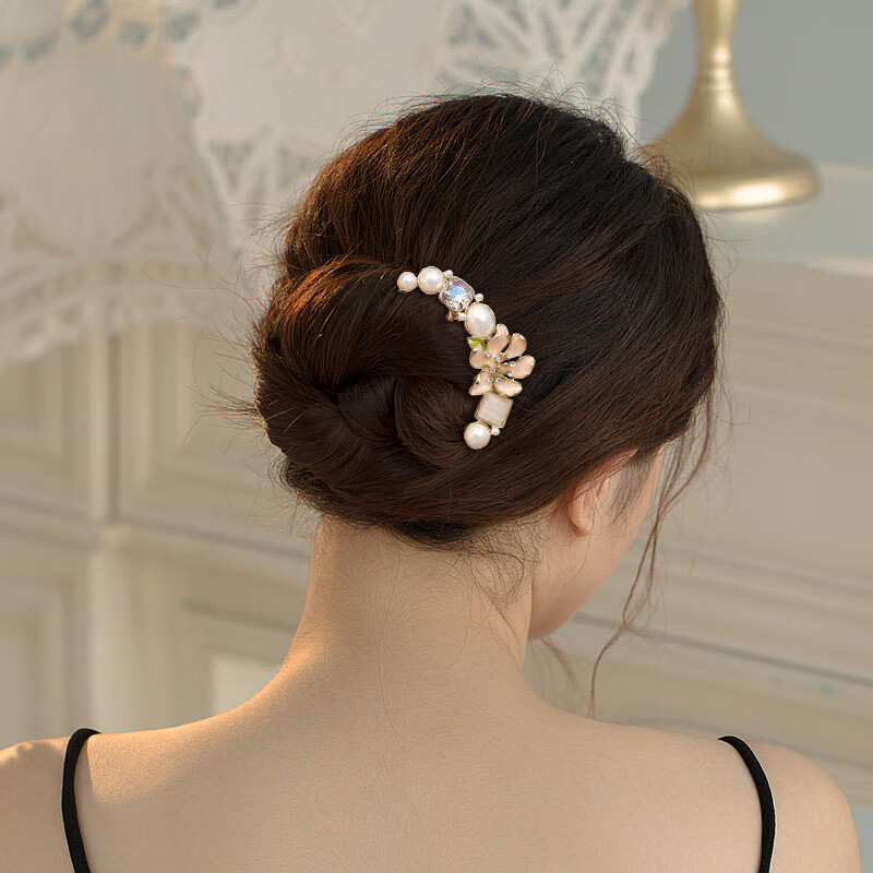 Xiangwan Floral U-Shaped Hairpin Pearl Hair Fork for Women High-End Flower Hair Stick New Chinese Style Bun Hair Comb Mid-Autumn Gift for Women 5
