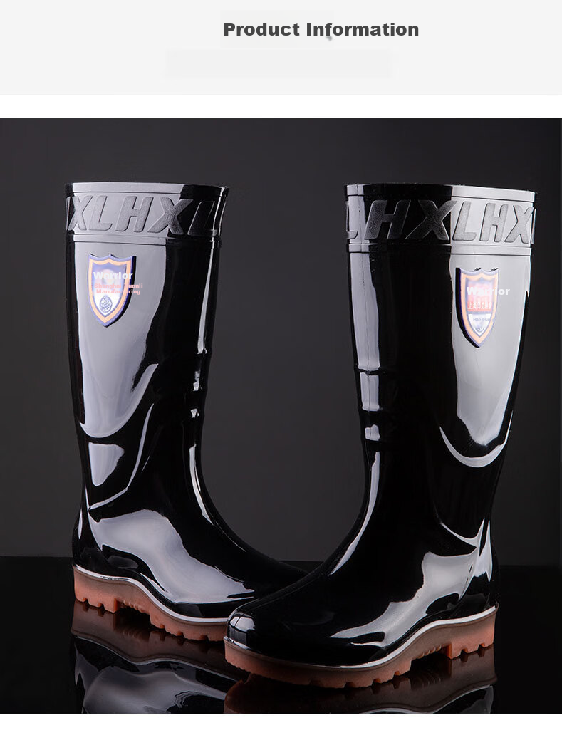 Huili Men's Stylish Rain Boots, Outdoor Waterproof Non-Slip Wear-Resistant HL868 Tall Black Boots Size 39 7