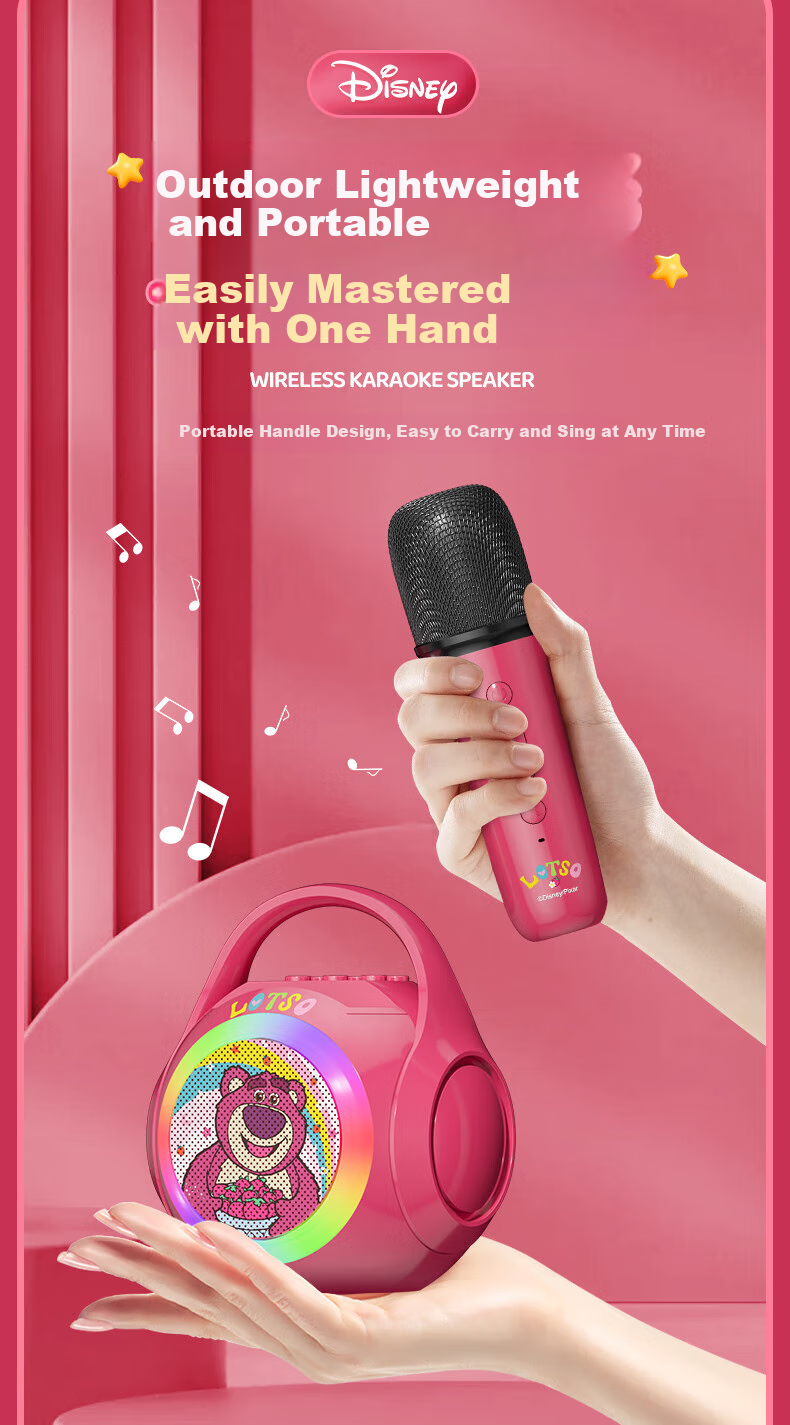 Disney Microphone Children's Toy, Birthday Gift for Girls Aged 7-14, Karaoke Mic with Bluetooth Speaker, Wireless, for Ages 8-12, 10 12