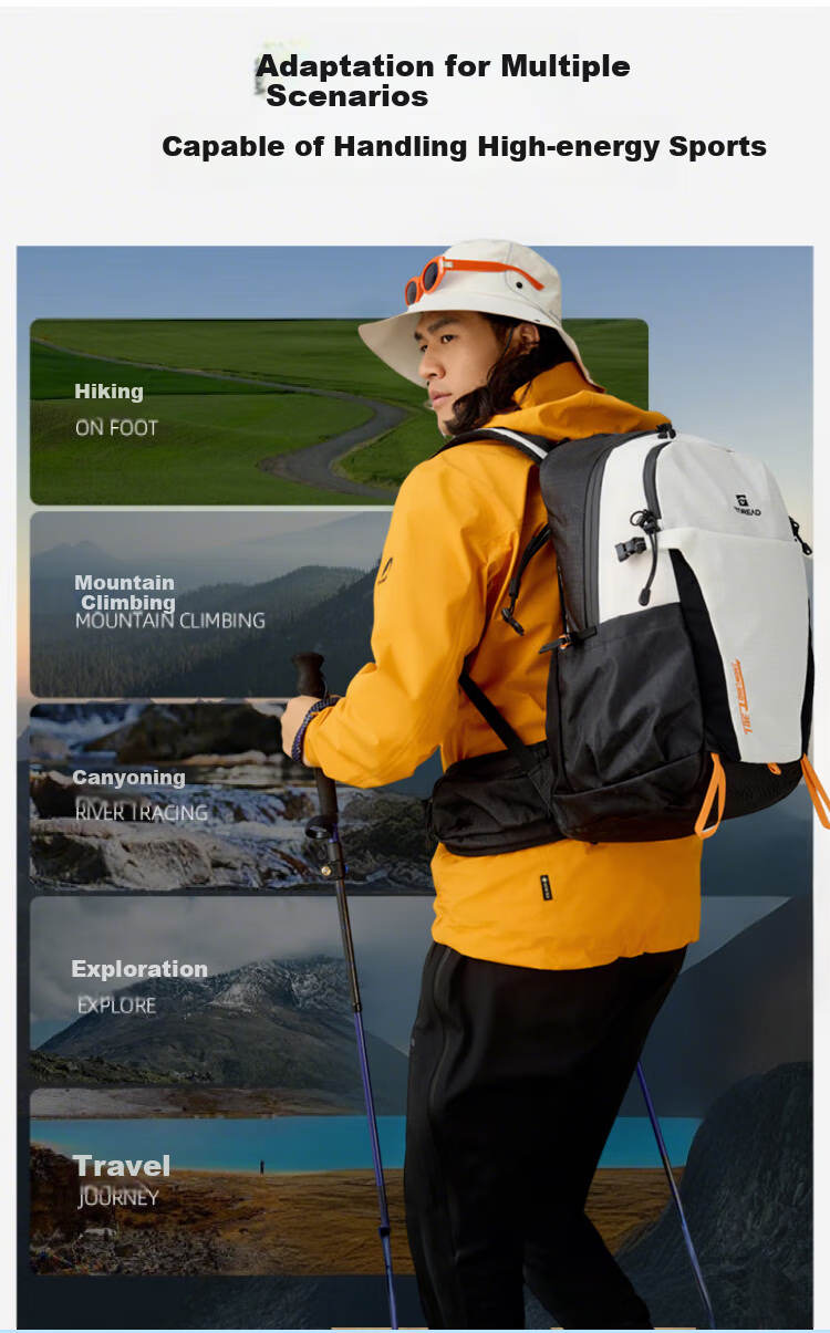 TOREAD Hiking Backpack, Professional Outdoor Travel, 30L Capacity, Lightweight Sports Backpack, Breathable Schoolbag, Yunfeng White 8