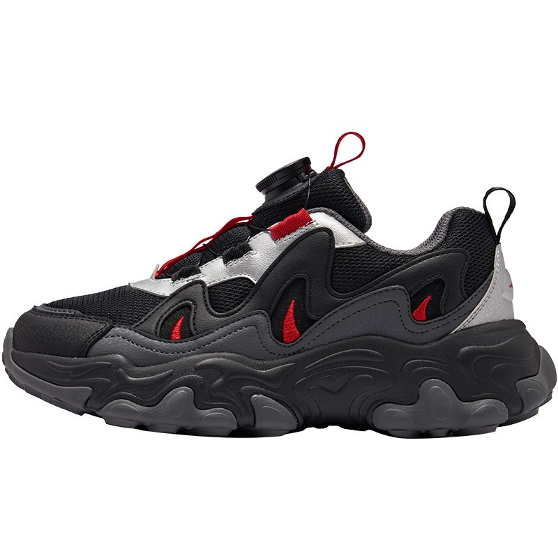 ERKE Kids Casual Shoes Boys and Girls Children's Youth Cushioning Warm Sports Shoes Black/Silver/Carbon Gray Size 40