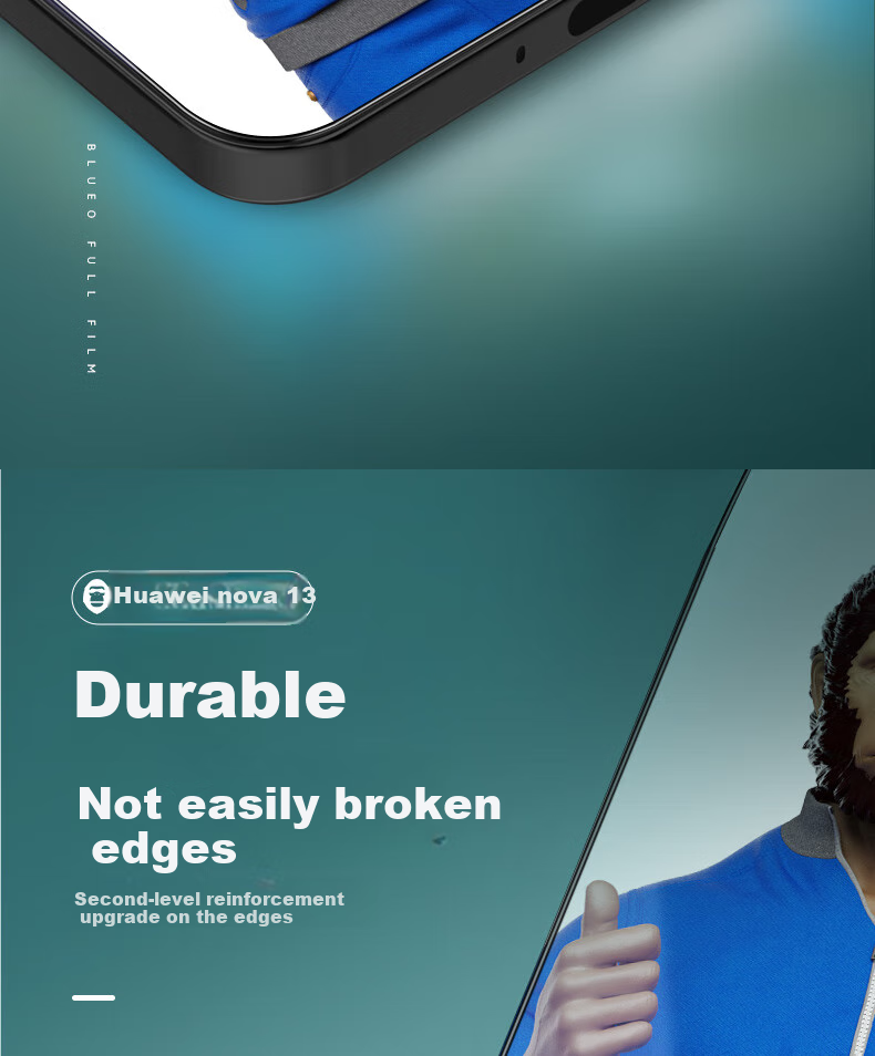 BLUEO Huawei Nova16 Tempered Glass Screen Protector HD Anti-Scratch Shockproof Film 5