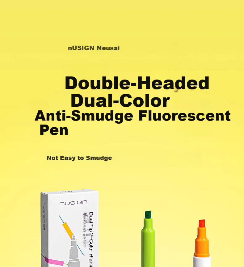 NUSIGN Dual-Tip Two-Color Bleed-Resistant Highlighters for Exam Review And Key Marking, 6 Colors, 3 Pens NS720-1 [Best-Selling Product], Deli's High-End Brand 1
