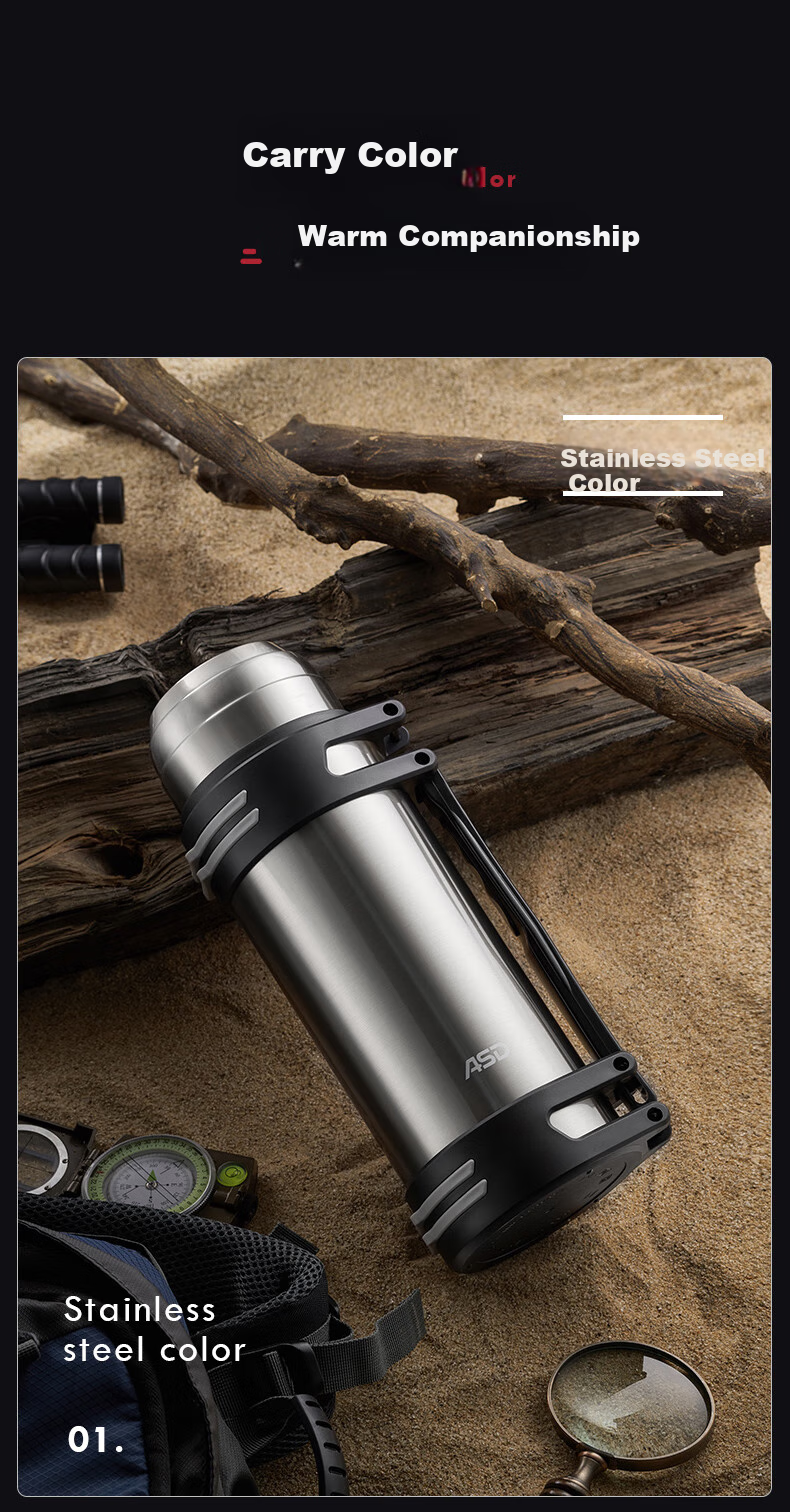 ASD Insulated Bottle, Outdoor Thermos, Vacuum Stainless Steel, Large Capacity, Sports Travel Car-Mounted Hot Water Bottle, RWS20P7WG-D 11