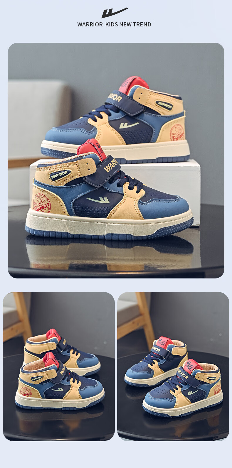 Warrior Children's Mid-Top Sneakers for Spring And Autumn, Boys' School Sports Shoes WZ-0610 Black/White Size 33 11