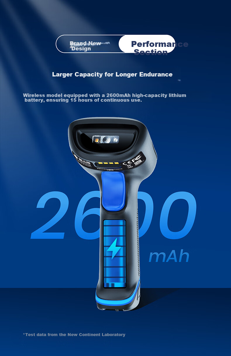 Newland NLS-HR2000, Handheld Barcode Scanner for 1D/2D, Supermarket Checkout Scanner, Logistics Factory Paper Screen Scanner 1