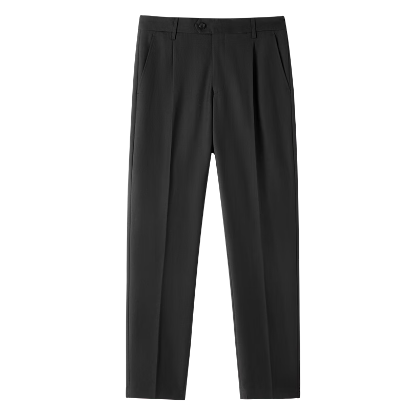 FIRS Men's Wool Blend Spring Autumn Business Loose Fit Commuter Dress Pants Straight Leg Casual Trousers