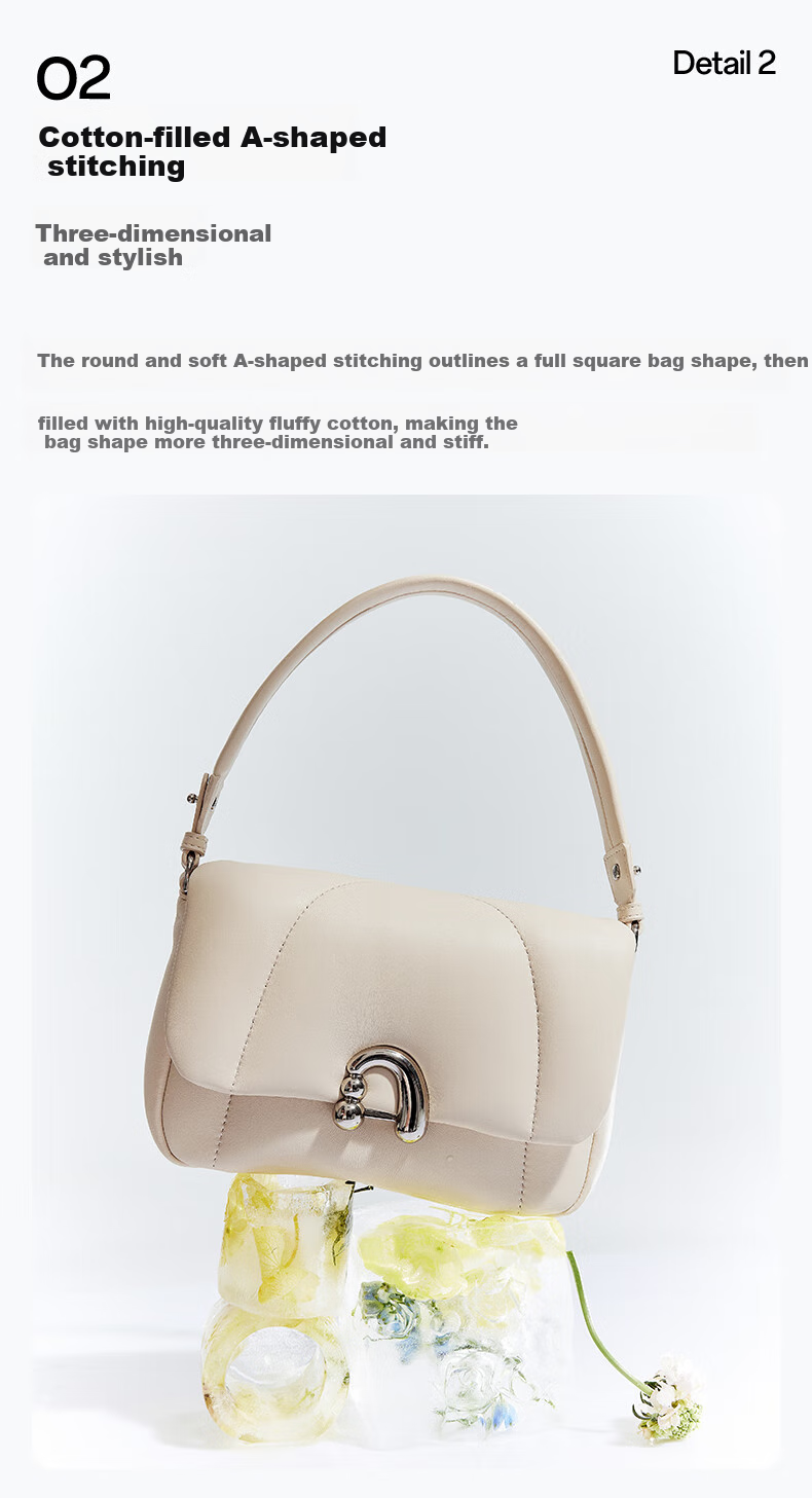 AMAZING SONG Women's Handbag, Flower Roll Bag, Medium Size, Top-Grain Sheepskin, Shoulder Crossbody Bag, Original Practical Handbag, High-End Niche Gift 4