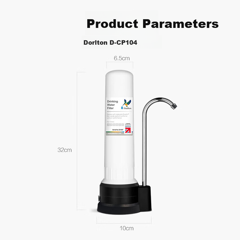 Doulton Water Purifier for Home Direct Drinking, Kitchen Tap Filter, No Electricity Required, No Wastewater, Ultra-Filtration Water Purification System, Diatomaceous Earth Ceramic Water Dispenser D-CP104