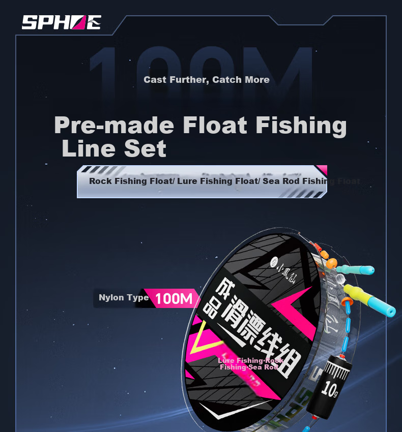 Xiaofengxian Finished Product Road Slip Line Set, Lure Fishing Specialized Big Fish Line, Size 3, 100 Meters Reinforced Line Set, Nylon Line, 1 Roll 1