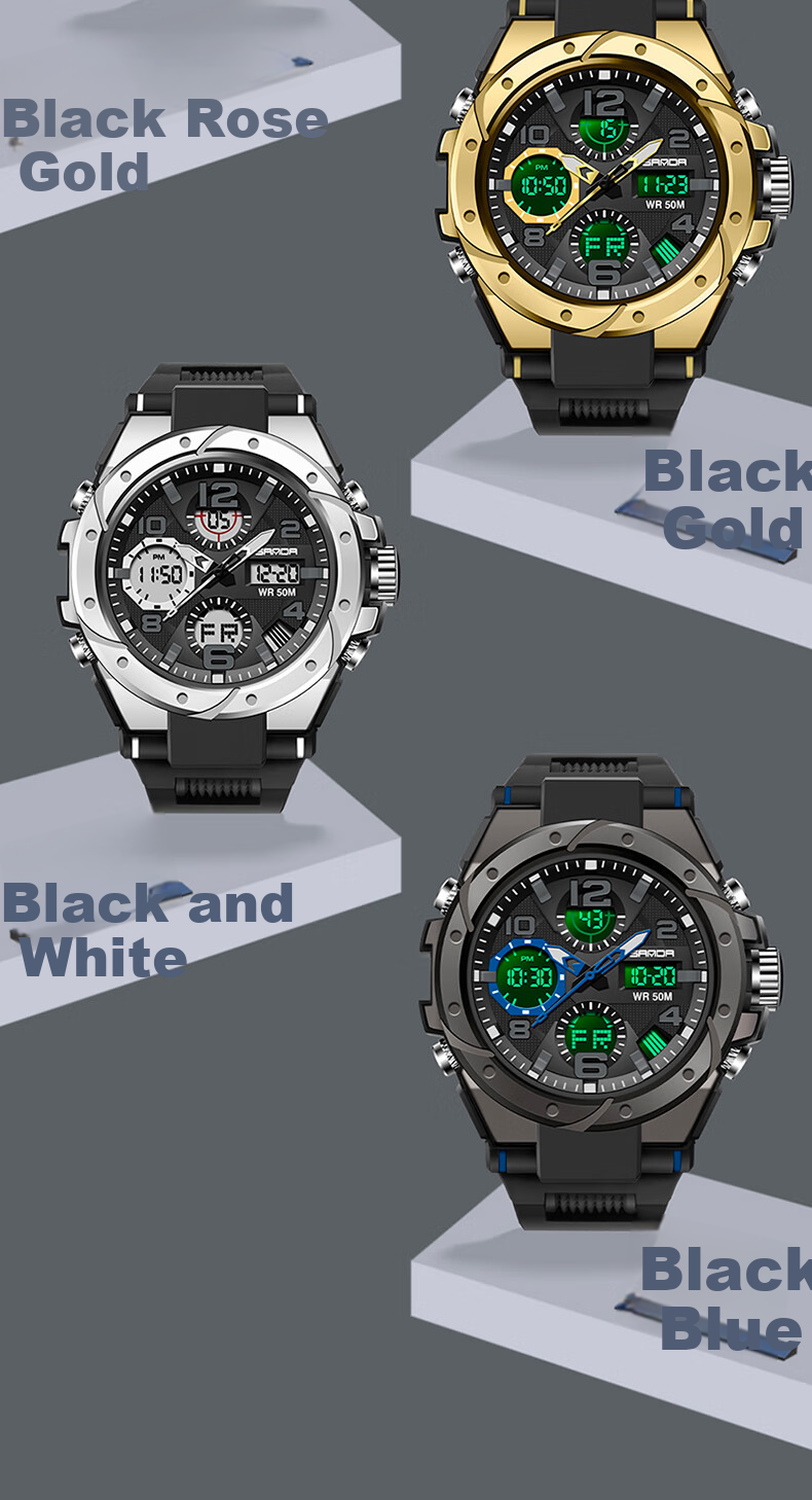 GEORGCOUNT Men's Multifunctional Sports Alarm Clock Electronic Watch for Middle School, High School Students, Men, Waterproof Youth Male Wearers 26